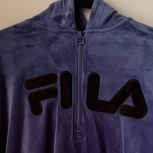 FILA Velour Quarter-Zip Hoodie in Marlin Color
